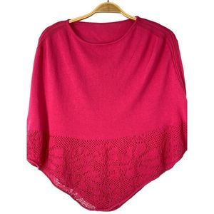 Women’s Curling Poncho Coverlette OS Pink Crochet Italy 5318 Lightweight Sweater